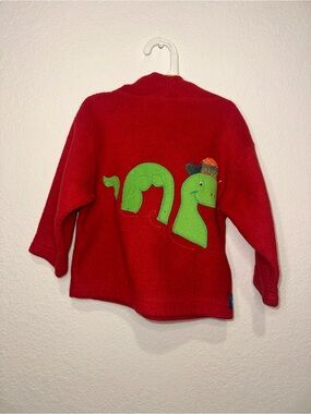 Nippers Scotland Kids Fleece Jacket with Green Dinosaur Applique and Fun Hood
